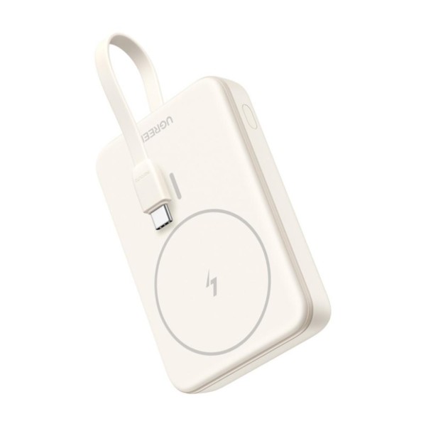 Powerbank Ugreen Μαγνητικό 10000mAh ενσωματωμένο καλώδιο 20W μπεζ